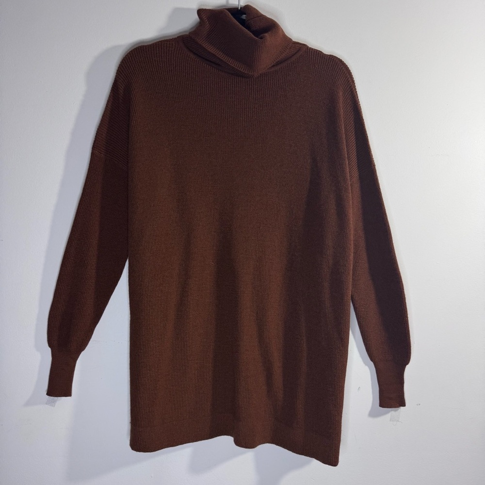Sita Murt Merino Wool Cowl Neck Sweater Brown Minimalist EU 44 L